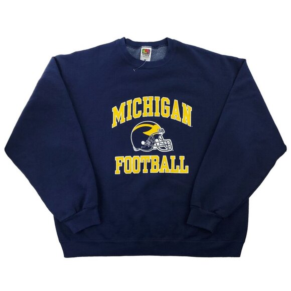 University Michigan Football Vintage Crewneck Sweatshirt Fleece XL NWOT - Picture 1 of 12